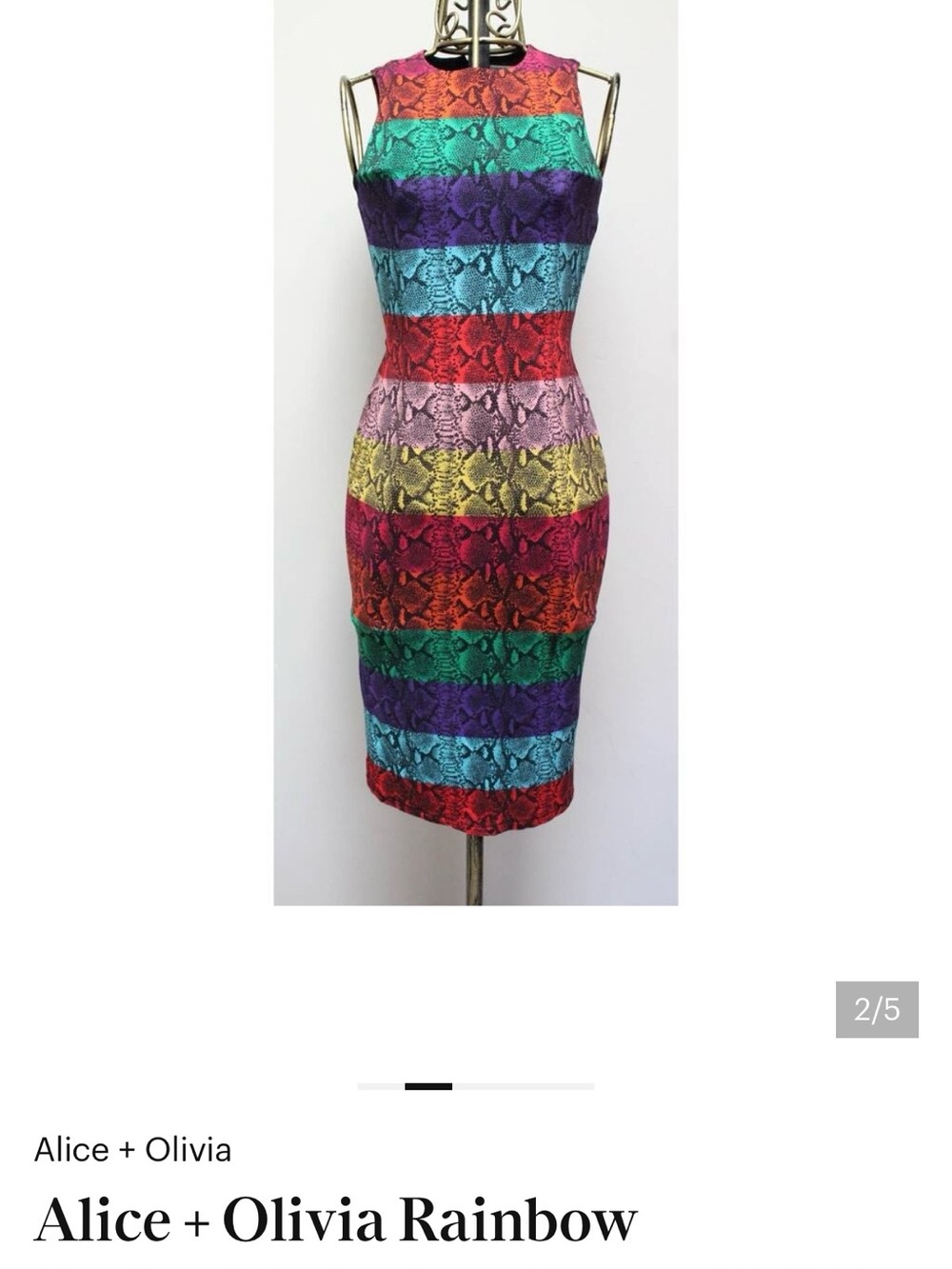 Alice + Olivia Multicolor Striped Pencil Dress — Red, Green, Purple, Blue - Picture 2 of 4
